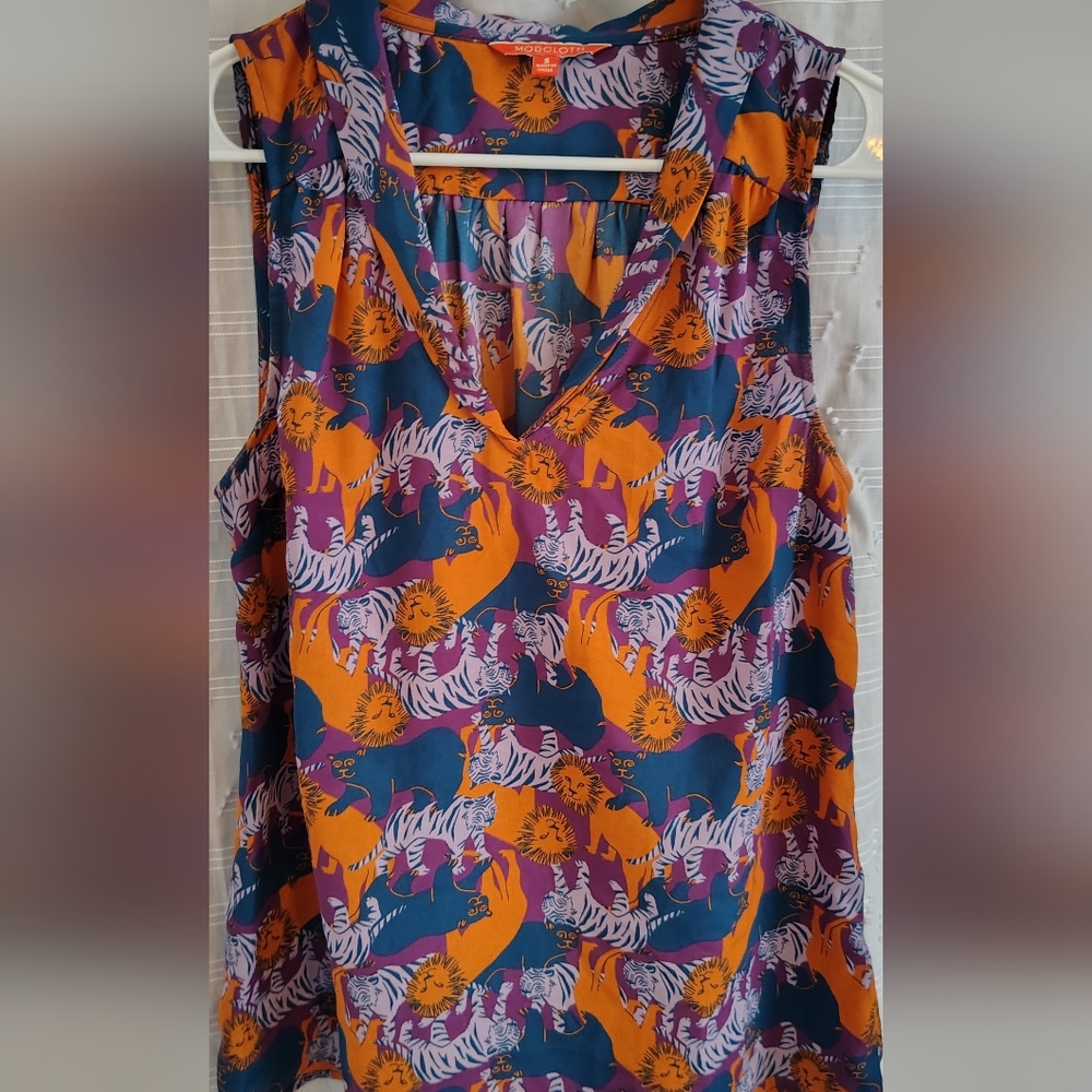 Modcloth Multicolor African Animal Print Sleeveless Top
